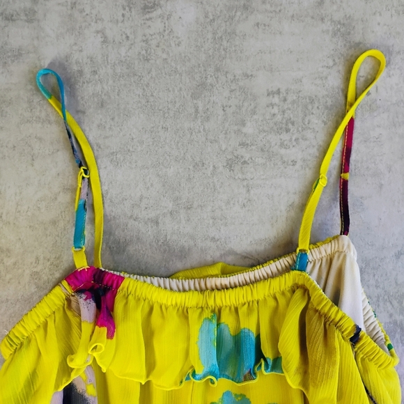 Old Navy Yellow Floral Ruffled Tie Waist Maxi Dress Spring Colorful Size Small - Picture 7 of 14